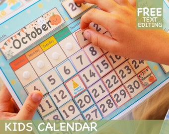 Montessori Calendar, Kids Calendar Board, Preschool Curriculum Homeschool, Perpetual Calendar Weather Seasons Numbers