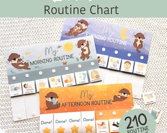Daily Routine Chart Kids Flip Chart, Editable Chore Chart Morning Afternoon Evening Visual Schedule Toddler Routine To Do List