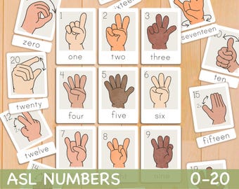 American Sign Language Number Cards 0-30 - ASL Learning Flash Cards For Kids