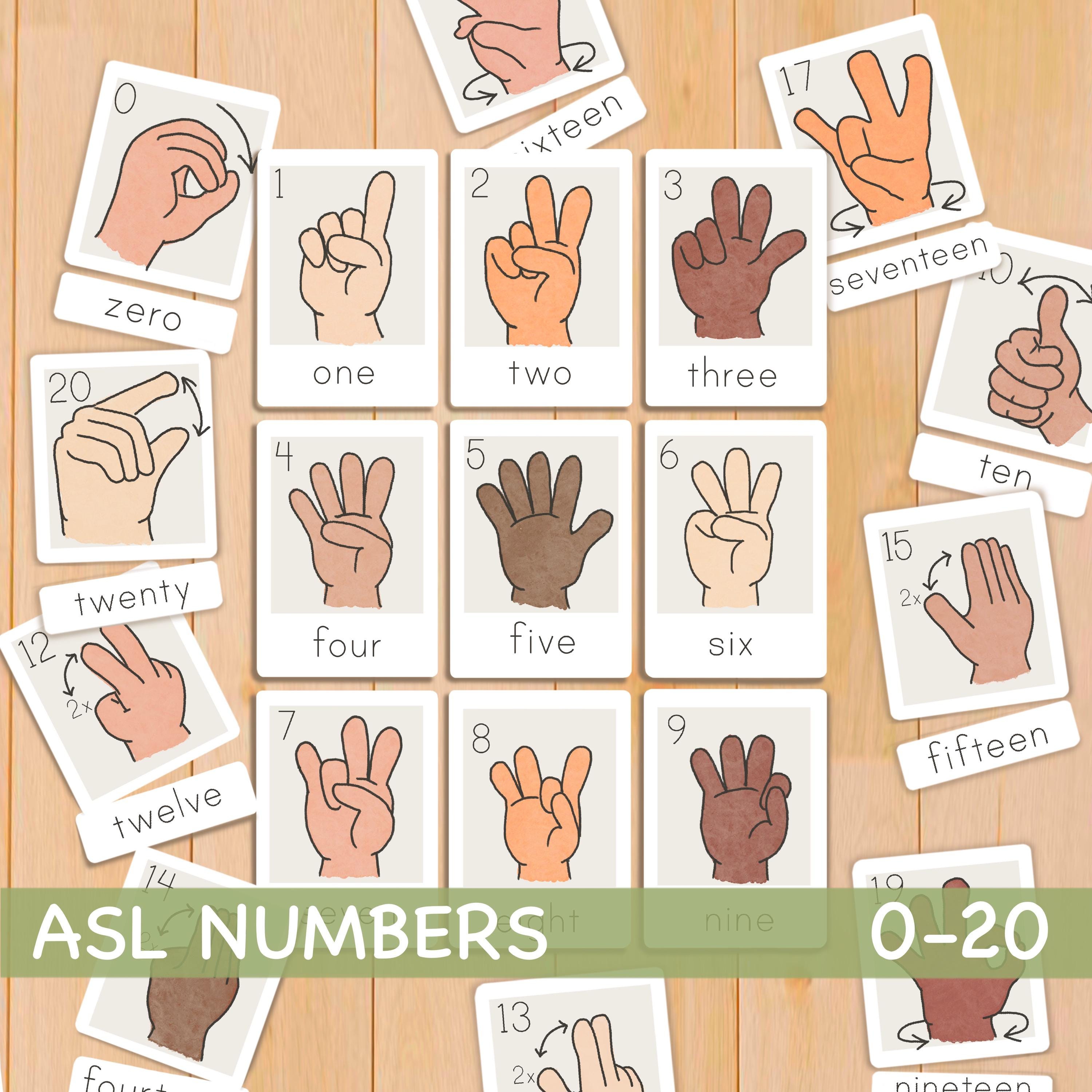 ASL Numbers Flash Cards 0-20 American Sign Language Flashcards for