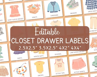 Kids Closet Labels: Toddler Clothing Organization (Editable PDF)