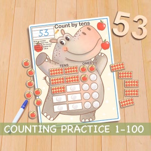 Printable Counting Practice, Preschool Worksheets, Preschool Curriculum, Kindergarten Homeschool Montessori Materials
