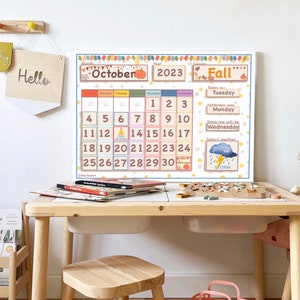 16x20 Perpetual Calendar Printable Classroom Calendar Homeschool Montessori Materials, Weather Chart Months of the Year Preschool Curriculum image 3