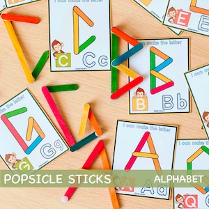 ABC Popsicle Sticks Alphabet Activity Game for Toddlers Montessori Printable Activities Preschool Printables for Kids Homeschool Resources