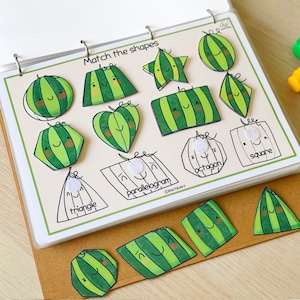 Peut inclure: Un jeu &eacute;ducatif vert et blanc pour enfants mettant en sc&egrave;ne des formes de past&egrave;que avec diff&eacute;rentes formes g&eacute;om&eacute;triques. Le jeu comprend un triangle, un parall&eacute;logramme, un octogone, un carr&eacute; et une &eacute;toile. Le texte sur le jeu dit "Match the shapes".
