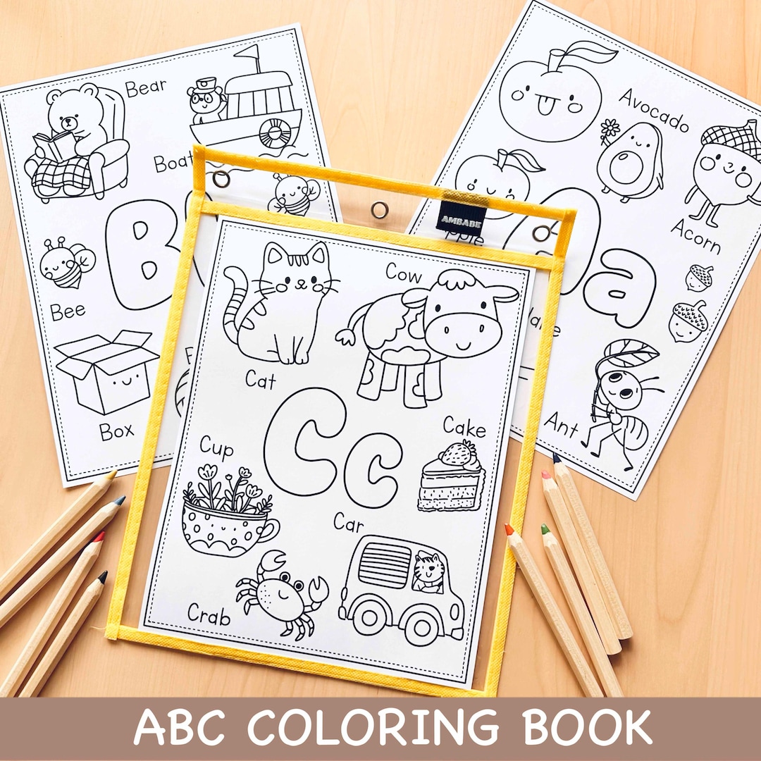 ABC Coloring Book - Printable Coloring Pages, Baby Shower Activity Kids ...