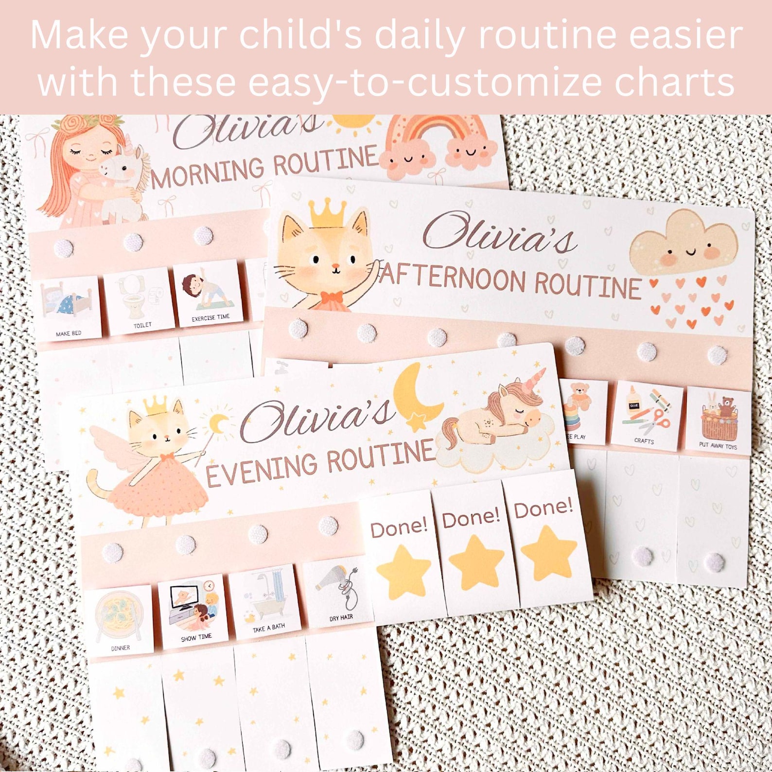 Editable Chore Chart Girls Routine Chart Printable Unicorn Princess ...