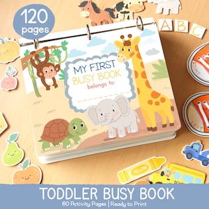 Toddler Busy Book - Preschool Learning Binder, Montessori Activity Book, Printable Quiet Book for Kids
