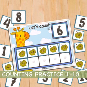 Numbers 1-10 Count and Match Math Activity for Toddler Montessori Printable Homeschool Resources Kindergarten Pre-K Counting Practice