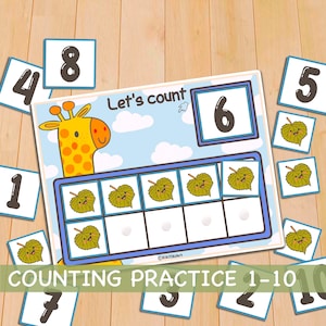 Numbers 1-10 Count and Match Math Activity for Toddler Montessori Printable Homeschool Resources Kindergarten Pre-K Counting Practice