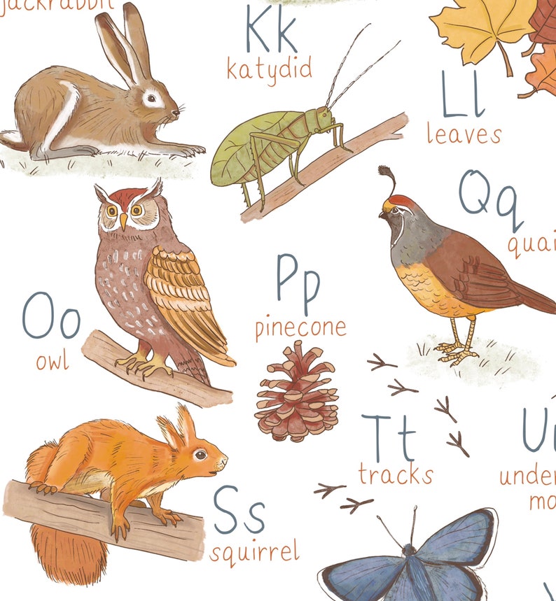 Set of 2 Prints Woodland Alphabet Poster Woodland Numbers - Etsy