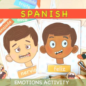 Spanish Emotions Activity for Kids Boys, Feelings Printable Worksheets for Toddler Printable Preschool Worksheets Learning Autism Activities
