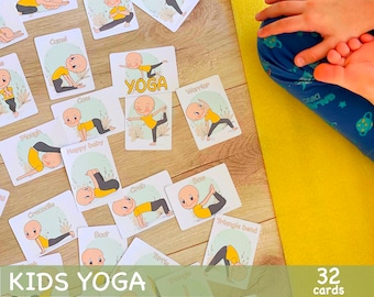 Kids Yoga Poses Flash Cards Yoga Routine Montessori Cards Toddlers Yoga Flashcards Breathing Exercises Printable Visual Cards