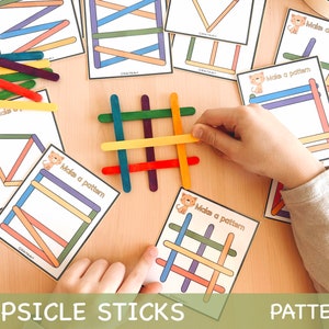 Popsicle Sticks Preschool Activity Montessori Printable Toddler Activities Popsicle Stick Shapes Learning Homeschool Printables for Kids