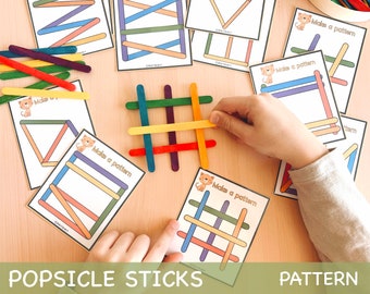 Eis am Stiel-Sticks Vorschulaktivität Montessori druckbare Kleinkind-Aktivitäten Eis am Stiel-Stick-Formen lernen Homeschool-Ausdrucke für Kinder