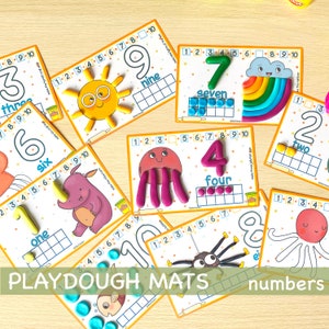 Counting and Numbers Play Dough Mats Printable Preschool Activities Fine Motor Skills Gift for Toddler Quiet Time Activity Play Doh Mats