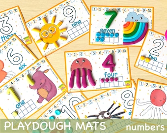 Counting and Numbers Play Dough Mats Printable Preschool Activities Fine Motor Skills Gift for Toddler Quiet Time Activity Play Doh Mats