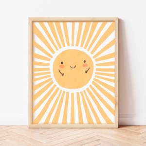 Sun Poster Playroom Downloadable Prints Nursery Sun Wall Art Printable Kids Bedroom Decor You Are My Sunshine Homeschool Posters for Toddler