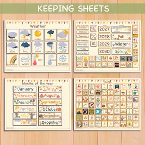 Wandkalender zum Ausdrucken für Kinder Klassenzimmer Immerwährender Kalender Morgentafel für Vorschulkinder Bild 3
