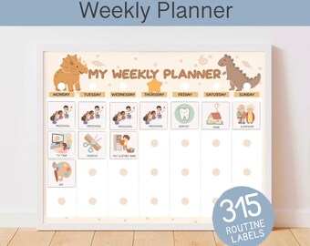 Weekly Visual Calendar for Kids Editable Routine Planner, Toddler Schedule Daily Rhythm Visual Planner