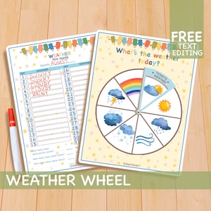 Roue météo - activités imprimables pour tout-petits, carte météo Homeschool, imprimable Montessori - programme préscolaire