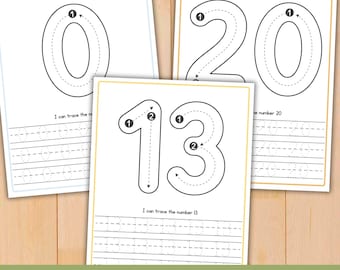 Number Tracing Worksheets 0-20: Preschool Handwriting Practice (Digital Download)