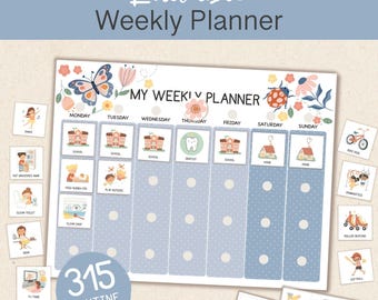 Weekly Visual Calendar Personalized Chore Chart for Kids Weekly Planner Toddler Routine Chart