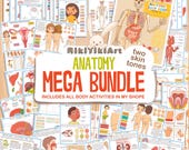 Human Anatomy BUNDLE - Systems Organs Parts of the Body, Anatomy Busy Book for Kids, Preschool Curriculum Homeschool Activity Worksheets