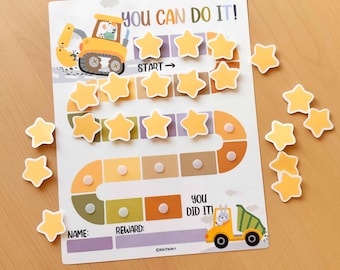 Afdrukbaar Beloningsschema voor kinderen Constructiethema Karweienschema voor peuters Gedrag Jongens Beloning Doelenschema Sticker Zindelijkheidstraining