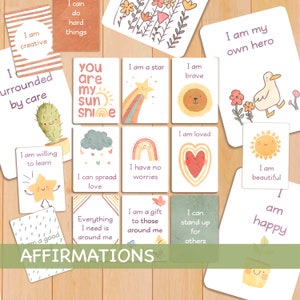 24 Positive Affirmation Cards for Kids Printable Nursery Decor Quotes Boho Rainbow Classroom Decor Motivational Cards Kids Mental Health