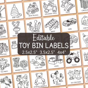 Editable Toy Bin Labels B&W Printable Storage Box Labels Minimalistic Playroom Classroom Daycare Organization Ikea Trofast Labels Toy Box