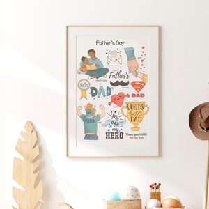 Fathers Day Poster Homeschool Educational Classroom Wall Art Father's Day Preschool Playroom Downloadable Prints Printable Kids Room Decor image 2