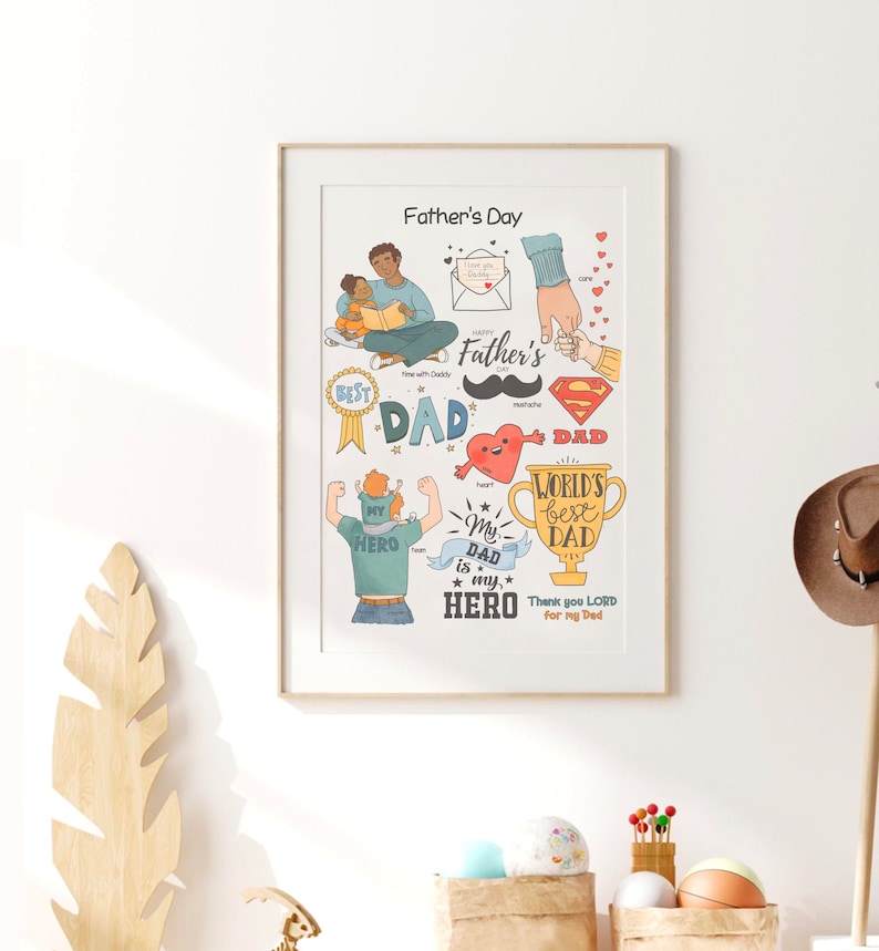 Fathers Day Poster Homeschool Educational Classroom Wall Art Father's Day Preschool Playroom Downloadable Prints Printable Kids Room Decor image 2