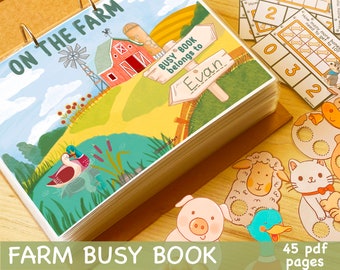 Farm Busy Book Druckbare Aktivitäten für Kleinkinder Montessori Homeschool-Ressourcen Vorschul-Arbeitsblätter Lernmaterialien für Kindergarten-Vorschulkinder