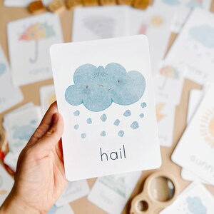 Weather Flash Cards Toddler Watercolor Educational Flashcards Printable ...