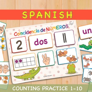Spanish Matching Activity Number Match Learning Resources Montessori Counting Activity Toddler Printables Kindergarten Preschool Worksheets