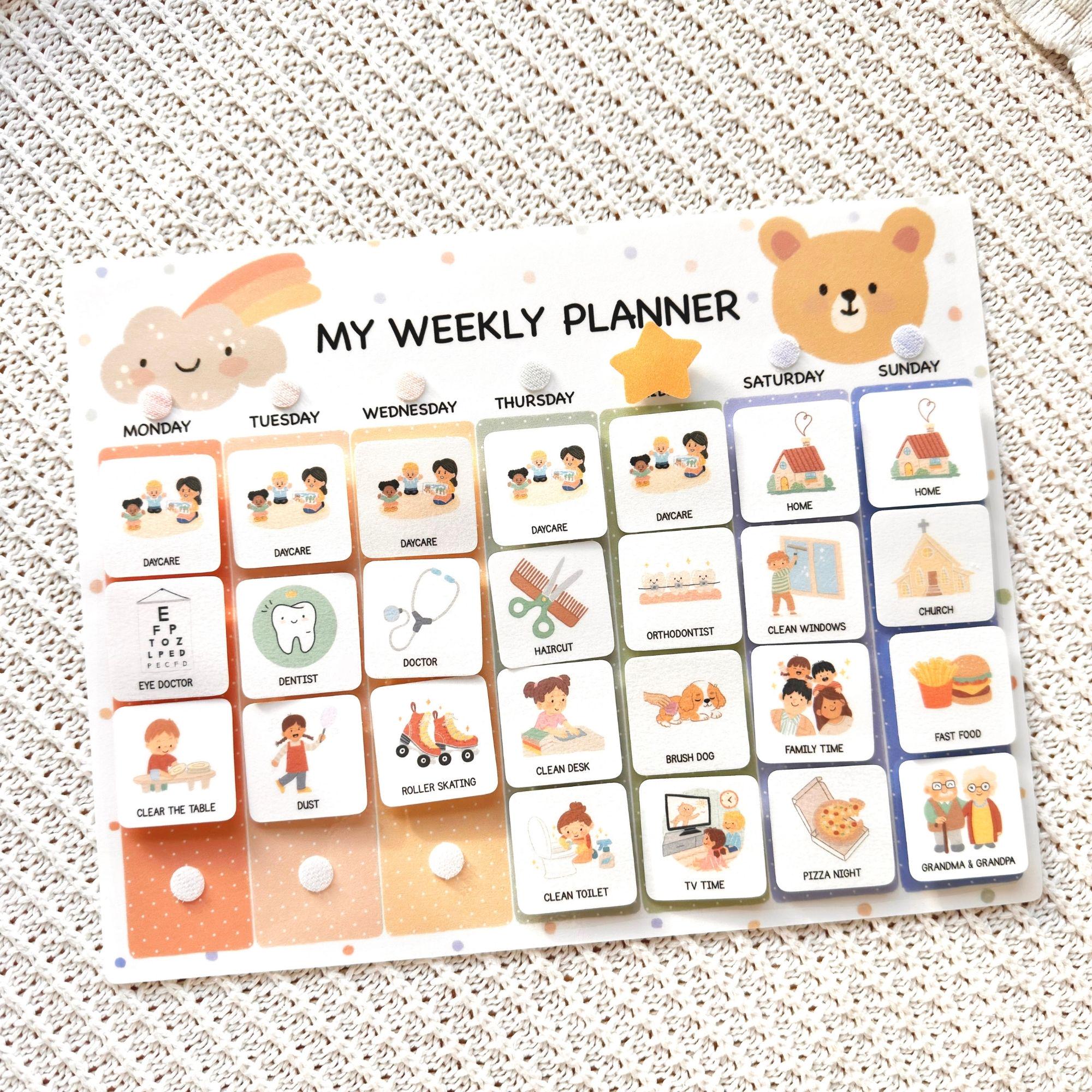 Editable Weekly Calendar for Kids Daily Schedule | Printable Toddler ...