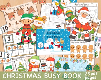 Livre occupé de Noël pour les tout-petits Ressources imprimables pour l'école à la maison Dossier d'apprentissage préscolaire Maternelle Pré-K Activités de Noël pour les enfants