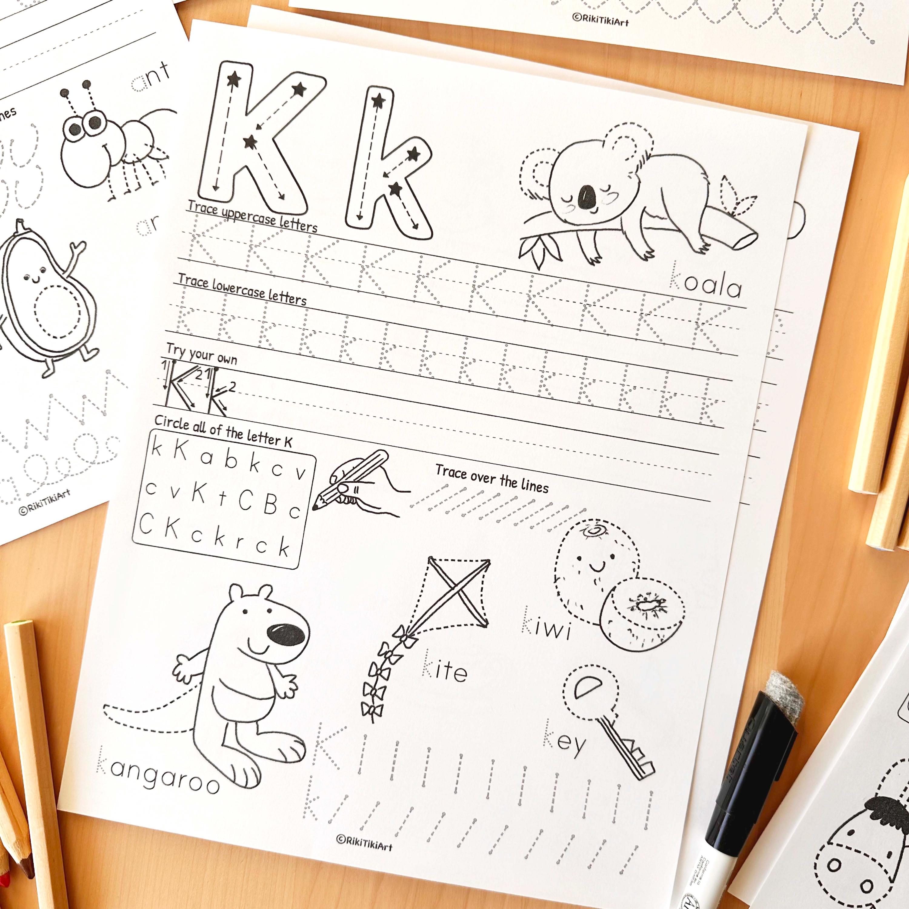 Pre K Practice Alphabet Tracing Worksheets Kindergarten Pre-k Preschool ABC Tracing ...