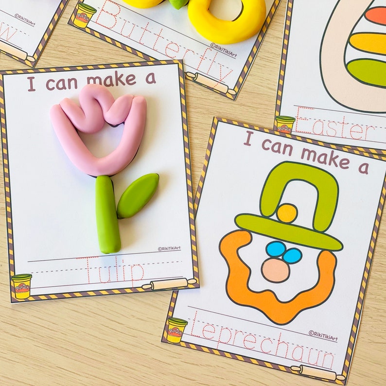 Printable Play Dough Mats Montessori Spring Printables Play Doh Preschool Activities Fine Motor Skills Gift for Toddler image 6