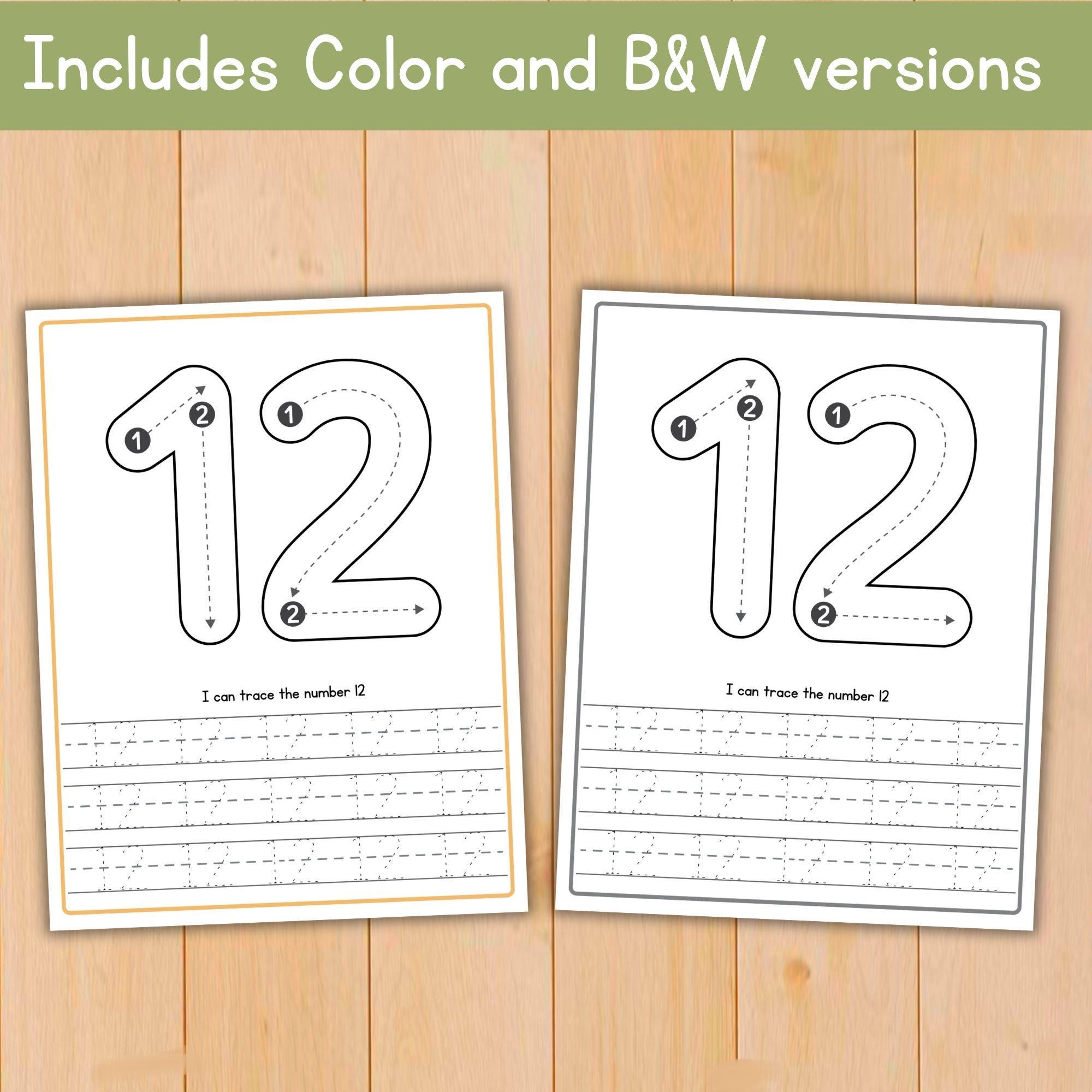 Number Tracing Worksheets 0-20: Preschool Handwriting Practice (digital ...