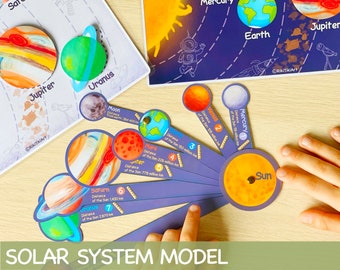 Modèle de système solaire Activité imprimable Apprentissage de l'espace École à la maison Montessori Toddler Planètes Activités Espace extra-atmosphérique Feuilles de travail préscolaires