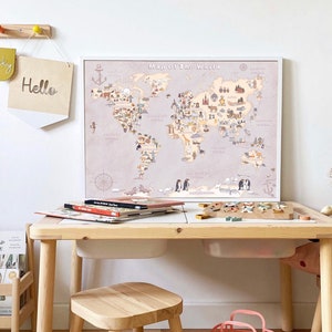 Kids world map, Homeschool educational poster, Printable Montessori materials image 2