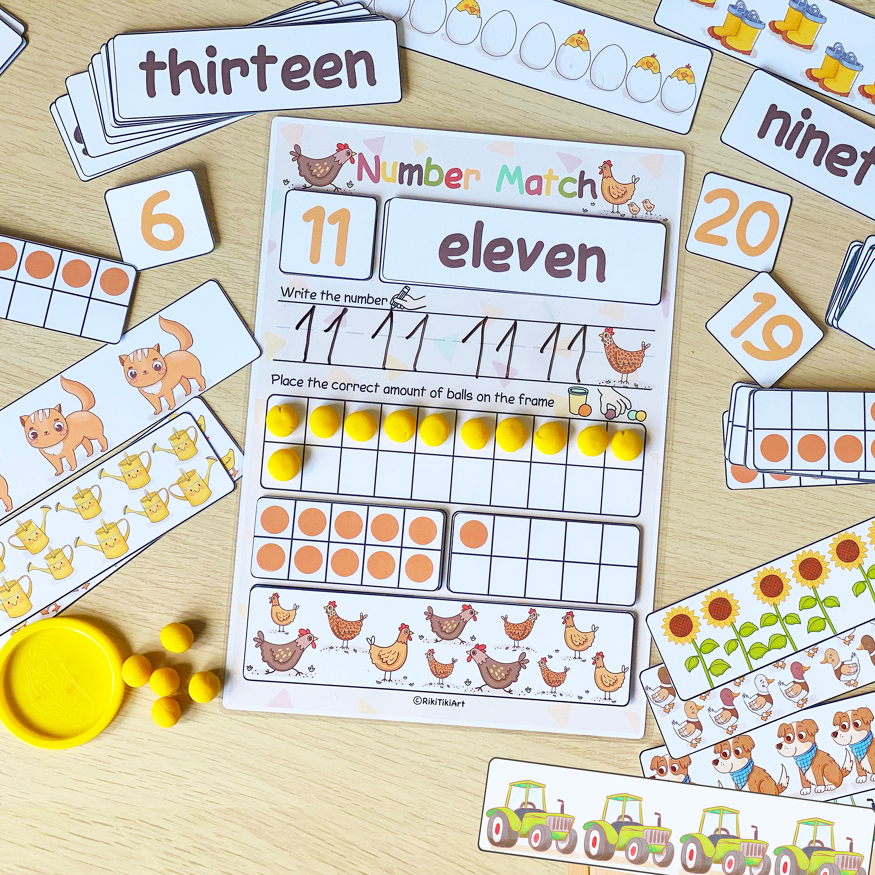 Number Matching Activity 1 to 20 Montessori Counting Practice Preschool ...