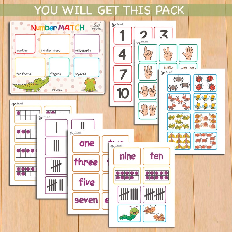 Montessori-telactiviteit voor peuters Oefen met nummervergelijking 1 tot 10 Leermiddelen Kleuterschool Werkbladen Thuisonderwijs afbeelding 2