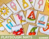 Summer Play Dough Mats Fine Motor Skills Visual Cards Play Doh Mats Printable Toddler Activities Homeschool Kindergarten Pre-k Resources