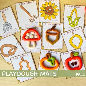 Fall Play Dough Mats Preschool Printables Play Doh Mats Homeschool Kindergarten Activity for Kids Montessori Toddler Activities Autumn