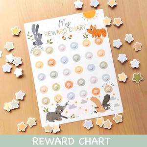 Reward Chart for Kids Potty Training Chart Printable Chore Chart ADHD Woodland Theme Behavior Chart