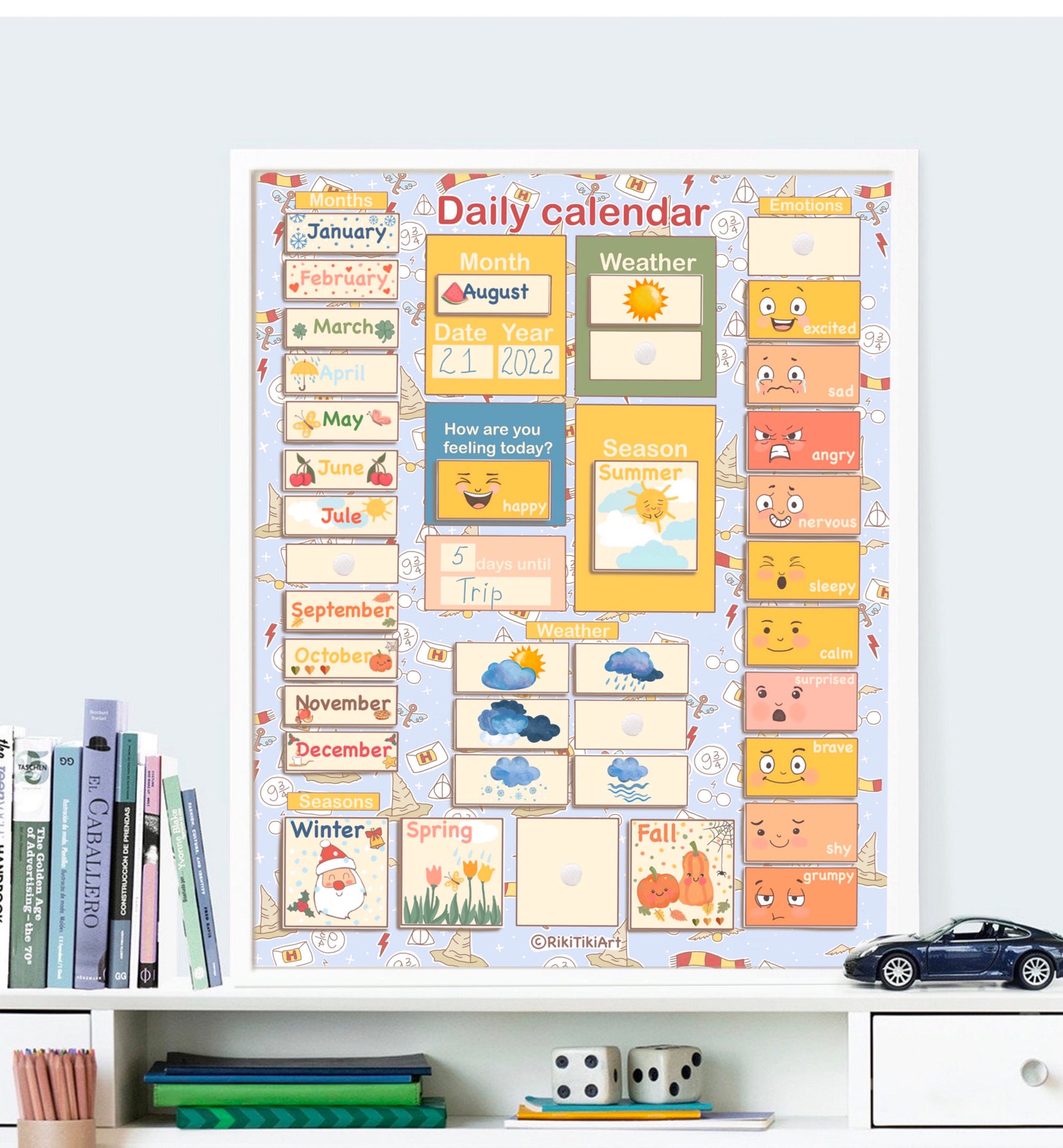 Printable Perpetual Calendar Kids Calendar Homeschool Decor | Etsy