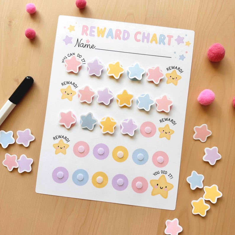 Printable Reward Charts for Kids Behavior Sticker Chart Potty Training ...